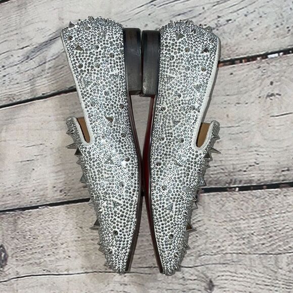Spiked Silver Christian Louboutin Suede Burma Potpourri Dandy Smoking Sh… - Picture 7 of 14